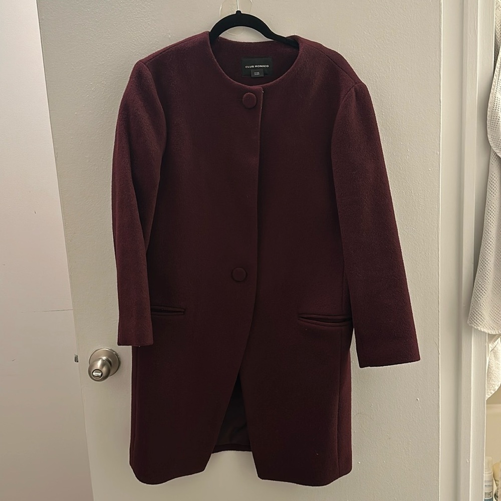 Club Monaco Maroon Wool Coat